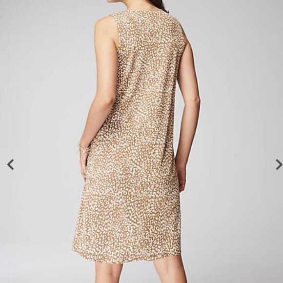 J. Jill Wearever Women's 2X Tan Leopard Print V Neck Dress - Picture 2 of 10